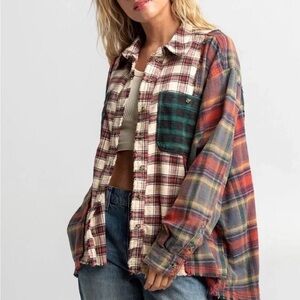 Urban Outfitters Bdg Robbie spliced flannel shirt button down